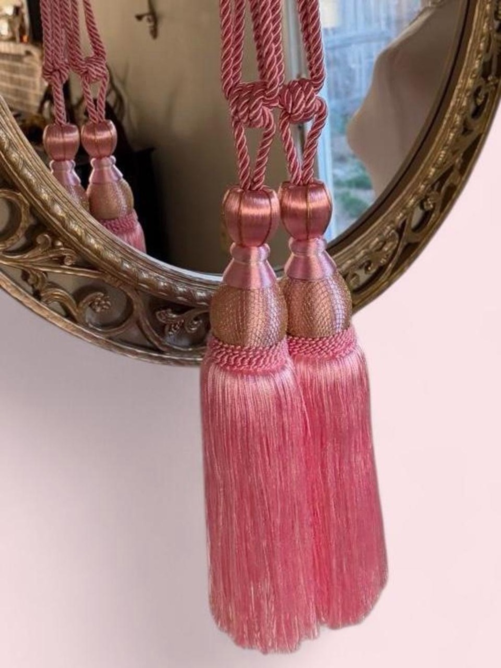 Pink silk fringe curtain Tassel Ties